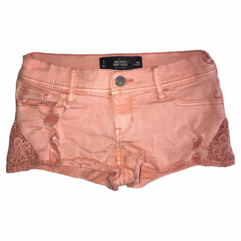 Hollister Bright Orange Distressed Shorts 1 25
